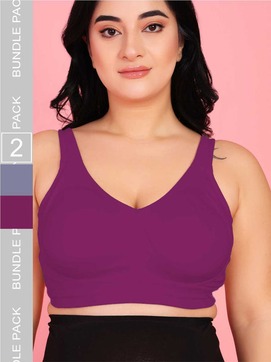 Curvy Love Pack of 2 Plus Size Full Coverage Non Padded Grey & Wine Bra