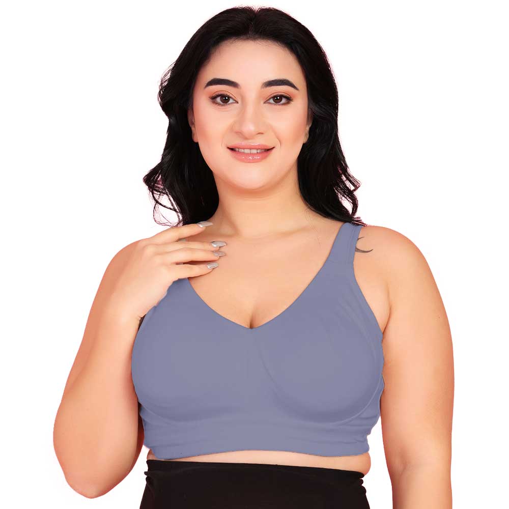 Curvy Love Pack of 2 Plus Size Full Coverage Non Padded Grey & Wine Bra