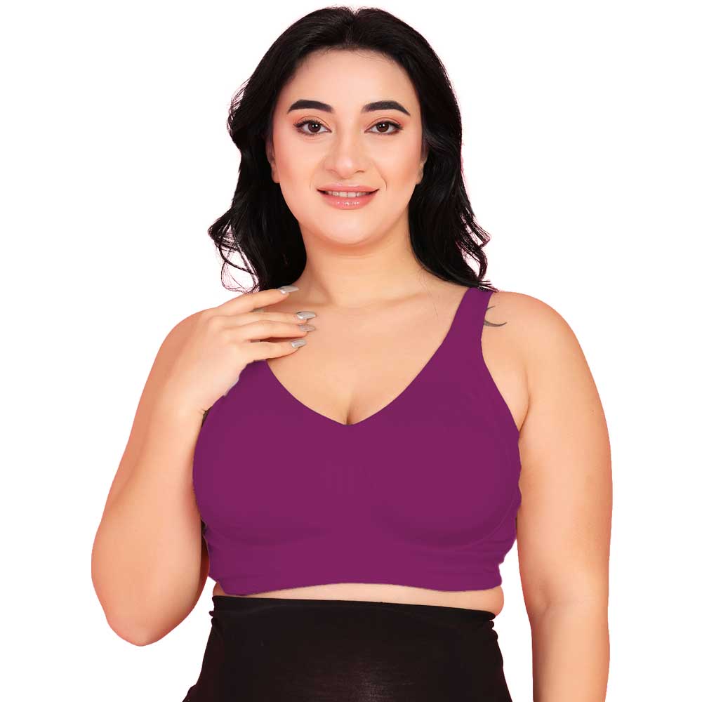 Curvy Love Pack of 2 Plus Size Full Coverage Non Padded Wine & Green Bra