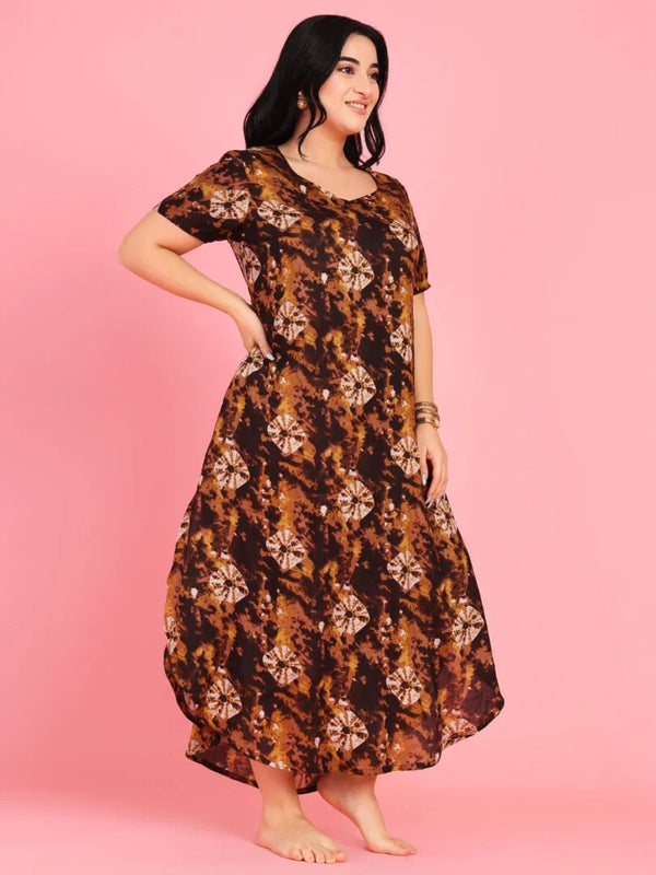 Curvy Love Plus Size Tie and Die Full Kaftan