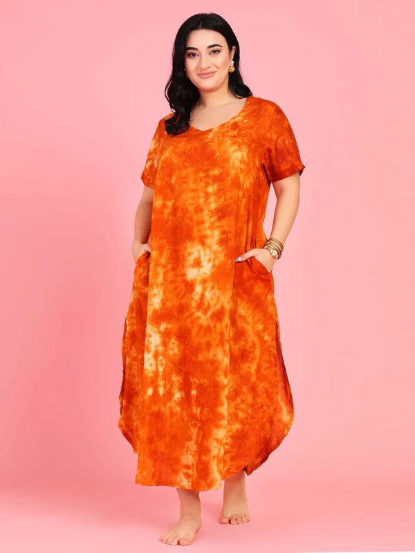 Curvy Love Plus Size Tie and Die Full Kaftan
