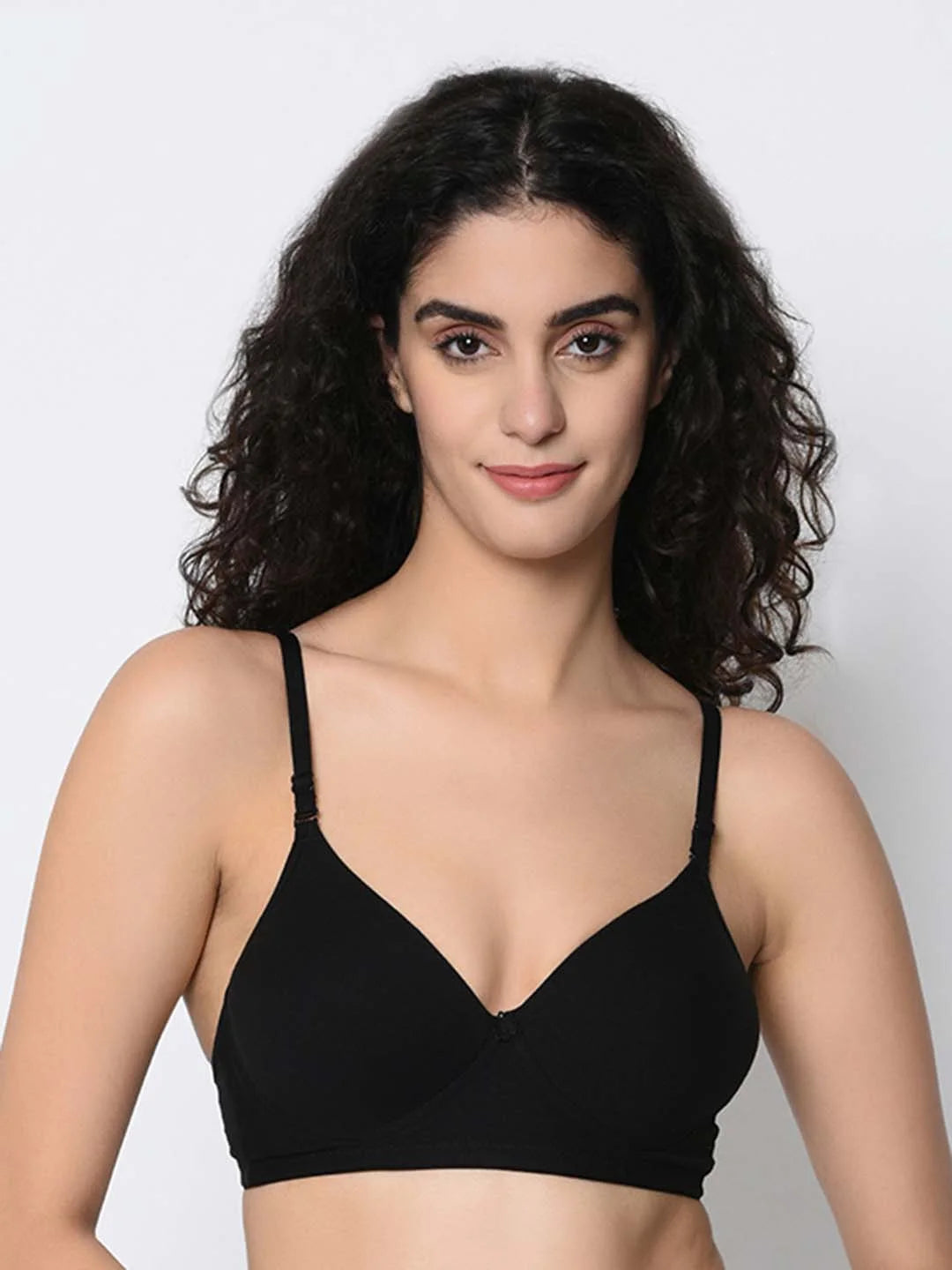 Black Lightly Padded Non-Underwire Medium Coverage T-Shirts Bra