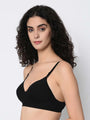 Black Lightly Padded Non-Underwire Medium Coverage T-Shirts Bra