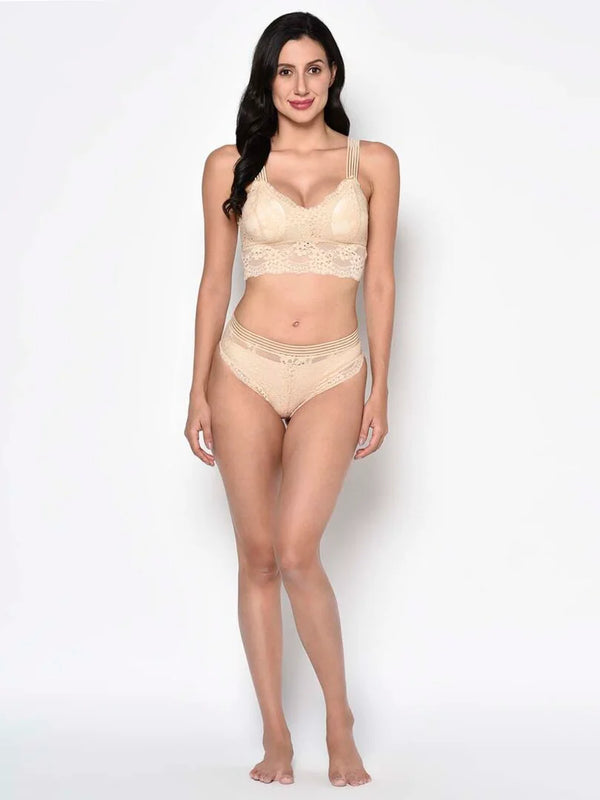 Beige Lacey Bra and Panty Set