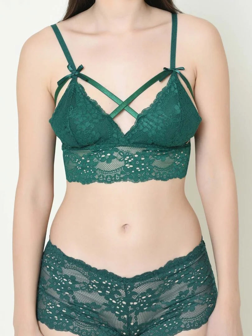 Green Cage Lacy Lingerie Set - Da Intimo - Lingerie Online Store India