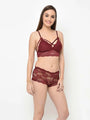 Maroon Smooth Lace Cage Bralette Set - Da Intimo - Lingerie Online Store India