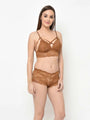 Mustard Smooth Lace Cage Bralette Set - Da Intimo - Lingerie Online Store India