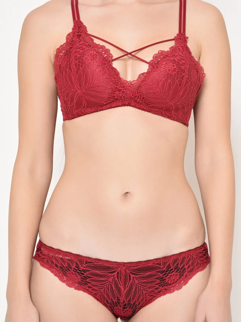 Da Intimo Lightly Padded Front Cage Design Lingerie Set - Daintimo