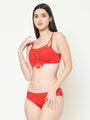 Red Lace Overlay Bralette Lingerie Set - Da Intimo - Lingerie Online Store India