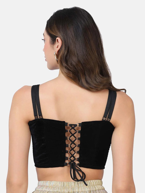 Criss Cross Back Velvet Corset