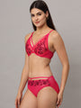 Da Intimo Pink Underwire Embroidered Bridal Lingerie Set