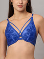 Da Intimo Blue Underwire Embroidered Bridal Lingerie Set