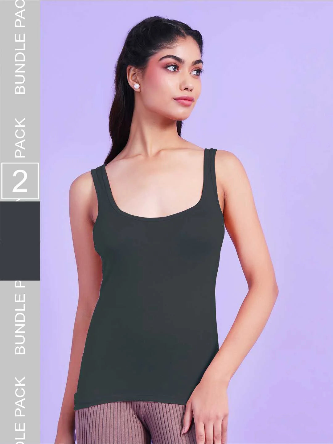 Da Intimo Pack Of 2 Soft Cotton Broad Strap Camisole - Da Intimo - Lingerie Online Store India