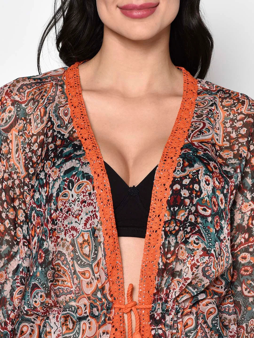 Printed Lacey Cover-Up Swim Dress - Da Intimo - Lingerie Online Store India