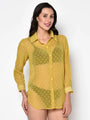 Yellow Self Design Dobby Swim Wear Shirt - Da Intimo - Lingerie Online Store India