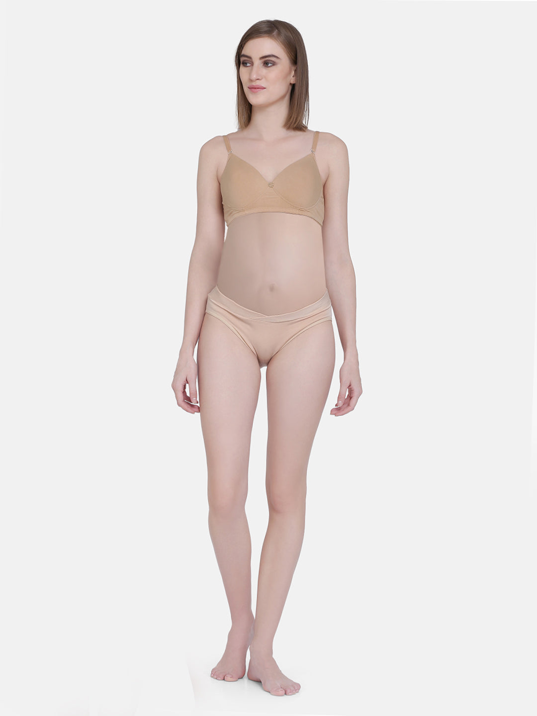 Low Waist Soft Cotton Beige Maternity Panty