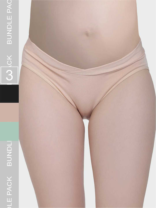 Low Waist Soft Cotton Pack of 3 Multicolor Maternity Panty