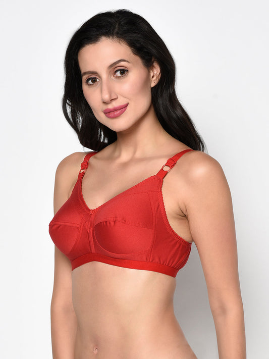 Women's Red Non padded Non Underwired Everyday Bra