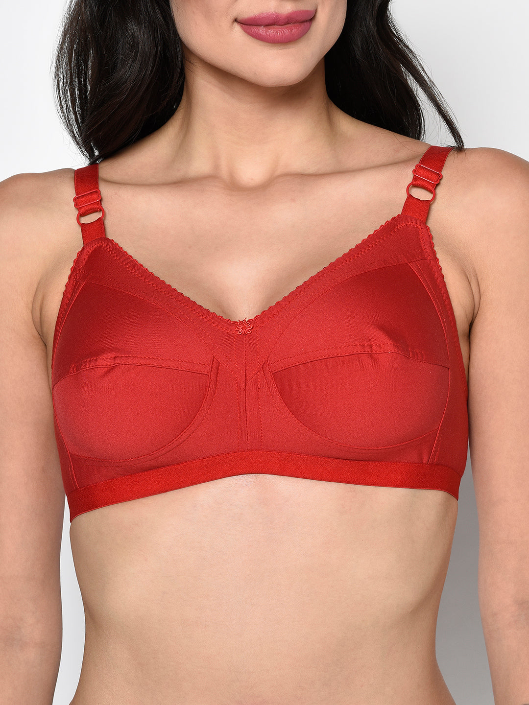 Women's Red Non padded Non Underwired Everyday Bra