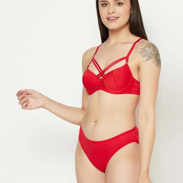 Women's Red Front Criss Cross Bra – Da Intimo