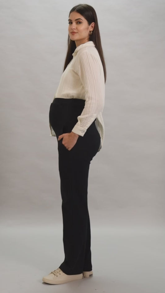 Mamma Presto High Waist Offwhite Maternity Trousers