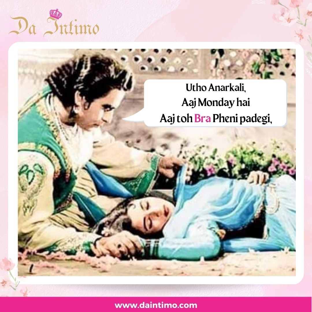 Salim reminds Anarkali that even the strongest empires need good foundations! Ha Ha - Happy bra-very Monday!🤣
.
.
.
#LingerieLovers #DaIntimo #ValentinesDayLingerie #SensualSeduction #LoveIsInTheAir #DaIntimoFallinLove #LingerieLover #Lingerieaddict #IntimateApparel #DaIntimo